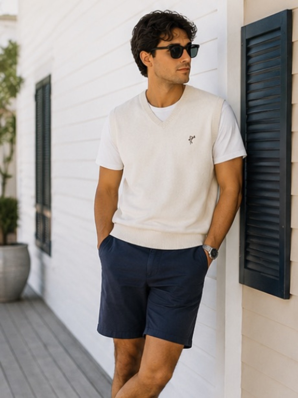 Ashworth Off White V-Neck Sweater Vest